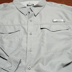 HABIT brand Men's Light Gray Long Sleeve Button-Up Shirt 2XL